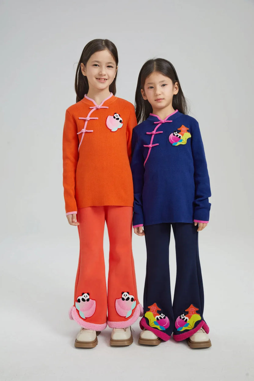 Star Peach Night Flared Warm-Fleece Pants by Poco Blush, image 7