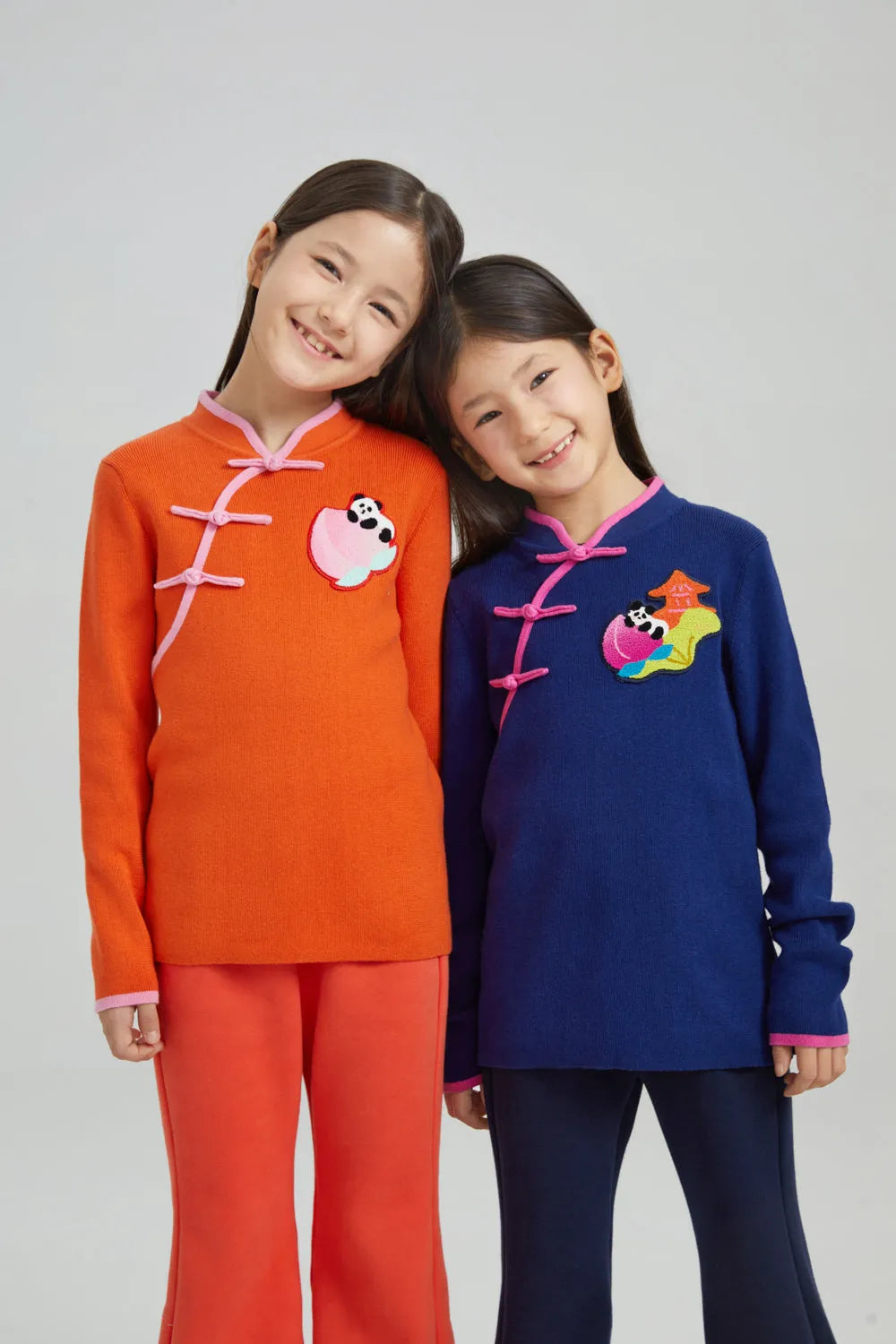 Poco Blush Peach Blessing Night Chinese-Style Knit Sweater