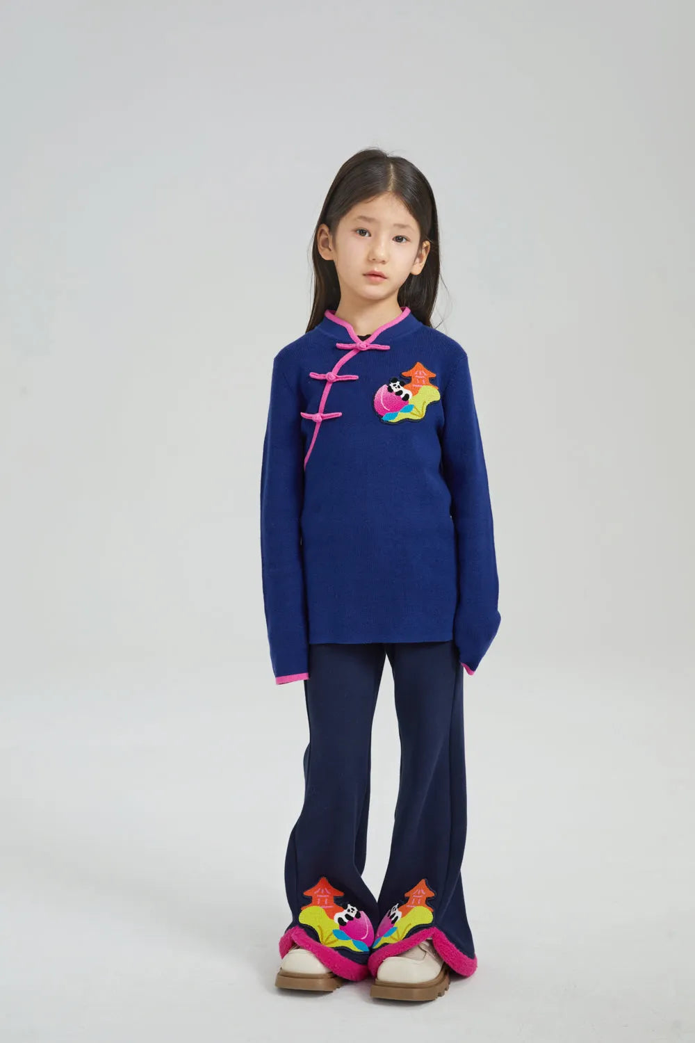 Poco Blush Peach Blessing Night Chinese-Style Knit Sweater