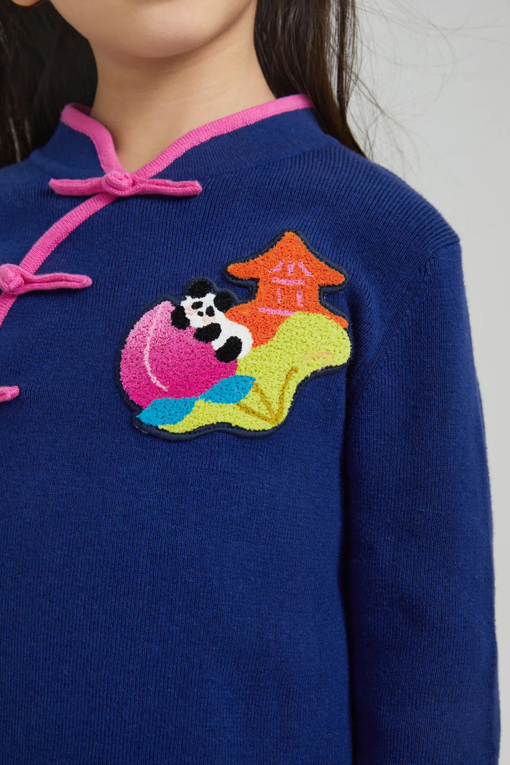 Poco Blush Peach Blessing Night Chinese-Style Knit Sweater