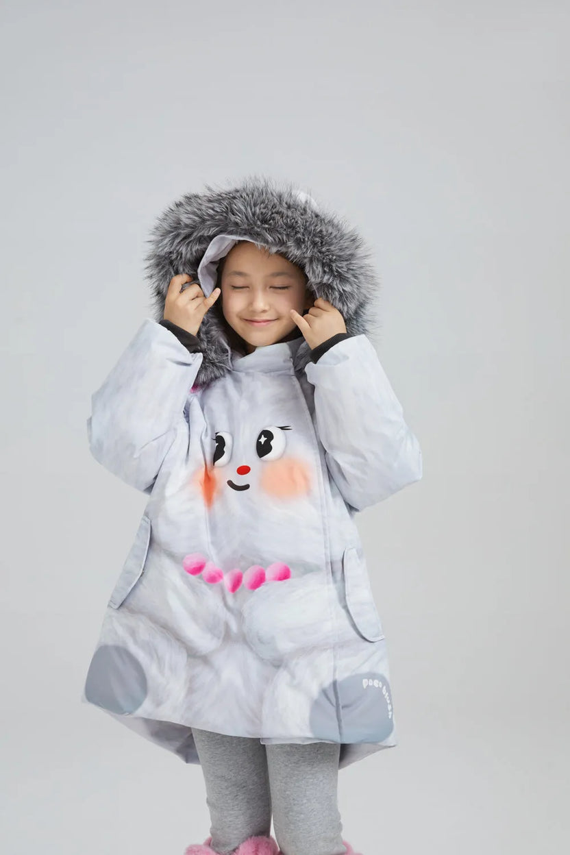 Printed Goose Down Jacket – Big Face Cat & Bow by Poco Blush, image 4