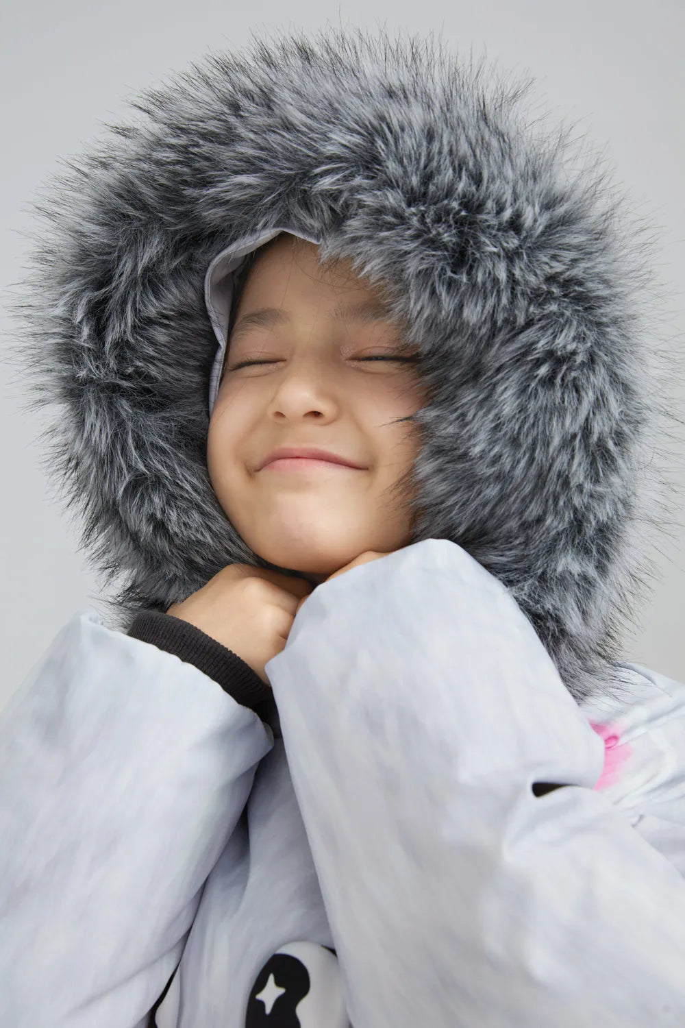 Poco Blush Printed Goose Down Jacket – Big Face Cat & Bow