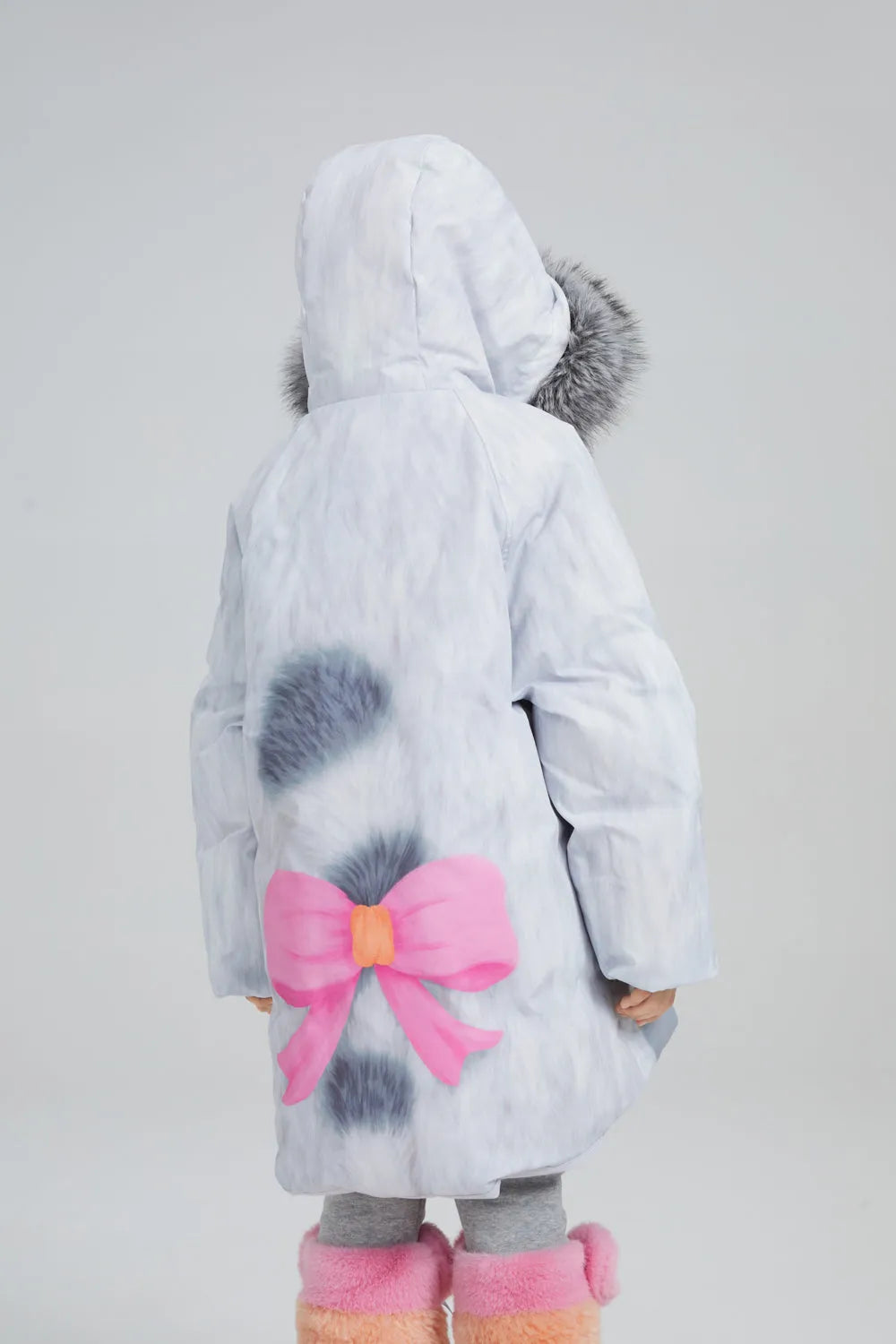 Poco Blush Printed Goose Down Jacket – Big Face Cat & Bow
