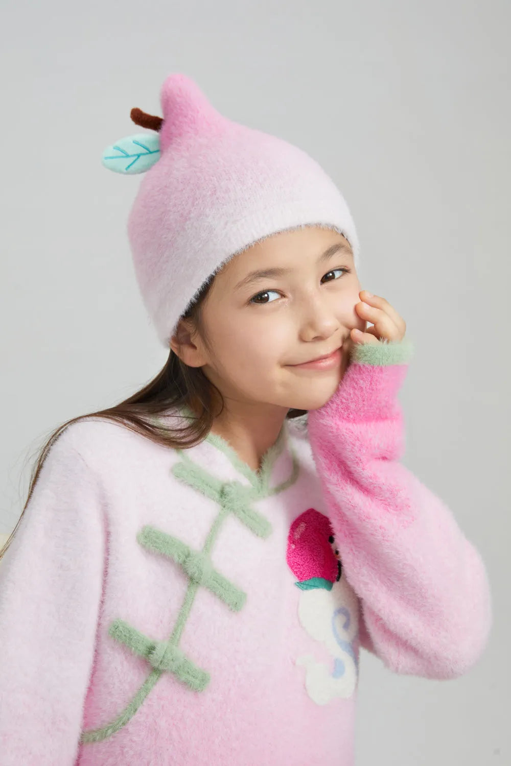 Little Magic Peach Plush Knit Beanie by Poco Blush, image 2