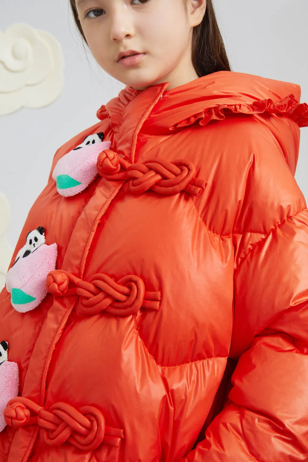 Chinese-Style Goose Down Coat with 3D Frog Buttons by Poco Blush, image 9