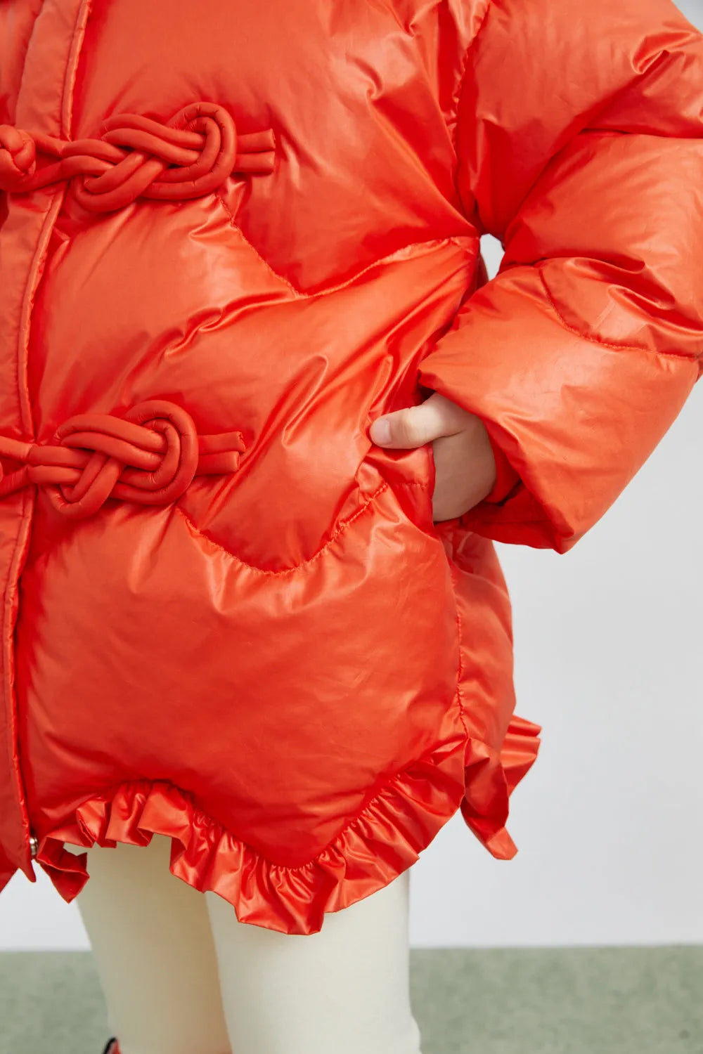 Chinese-Style Goose Down Coat with 3D Frog Buttons by Poco Blush, image 10