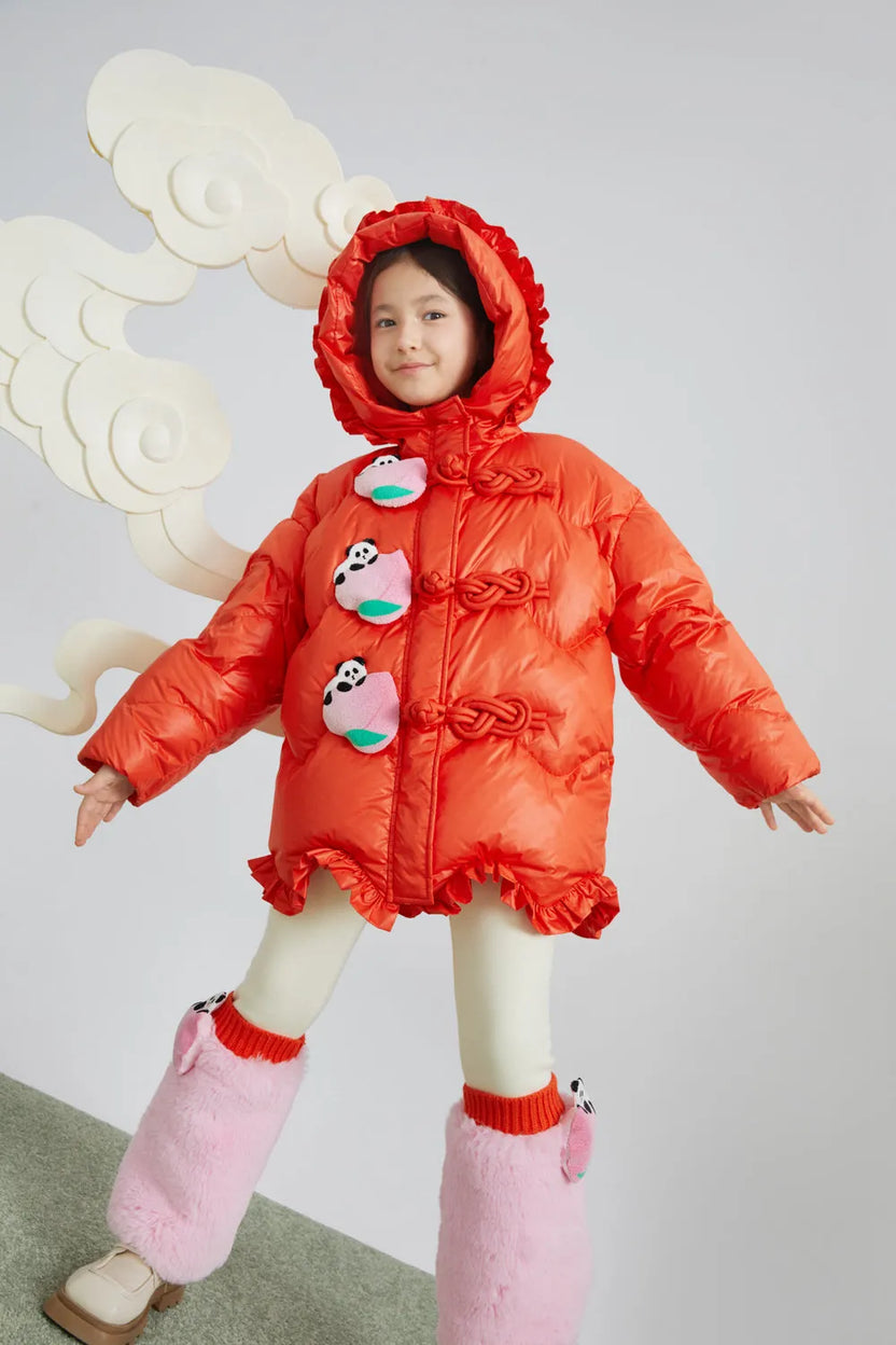 Chinese-Style Goose Down Coat with 3D Frog Buttons by Poco Blush, image 5