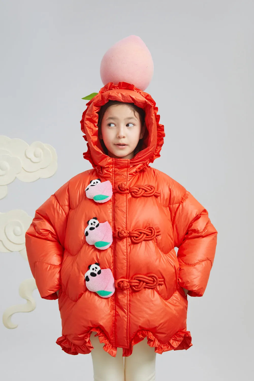 Chinese-Style Goose Down Coat with 3D Frog Buttons by Poco Blush, image 6