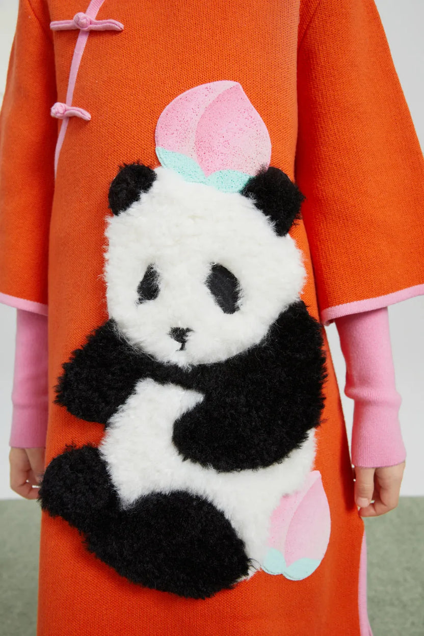 Peach Celebration Chinese-Style Knit Dress | Poco Blush Peach Celebration Chinese-Style Knit Dress | Poco Blush