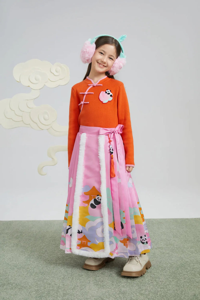 Panda & Peach Chinese-Style Knit Sweater by Poco Blush, image 6