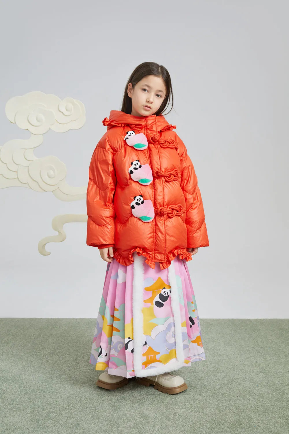 Chinese-Style Goose Down Coat with 3D Frog Buttons by Poco Blush, image 7