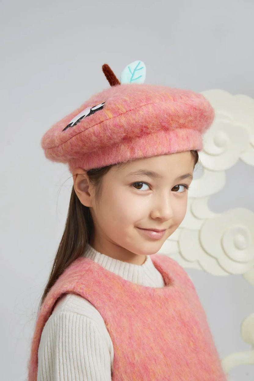 Peach Nectar Wool-Blend Embroidered Hat by Poco Blush, image 3