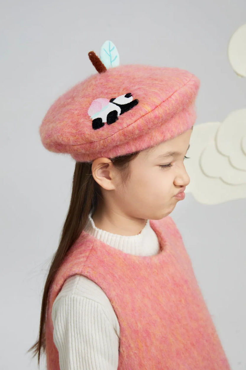 Peach Nectar Wool-Blend Embroidered Hat by Poco Blush, image 4