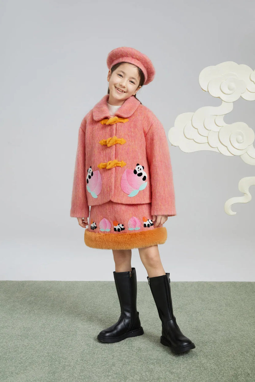 Peach Nectar Wool-Blend Embroidered Hat by Poco Blush, image 5
