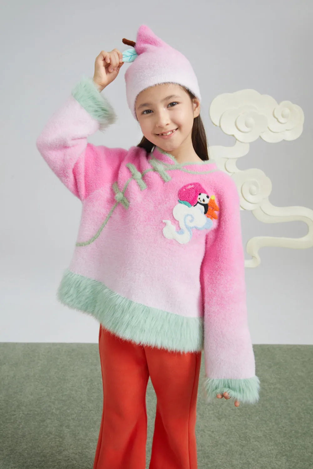 Little Magic Peach Plush Knit Beanie by Poco Blush, image 4