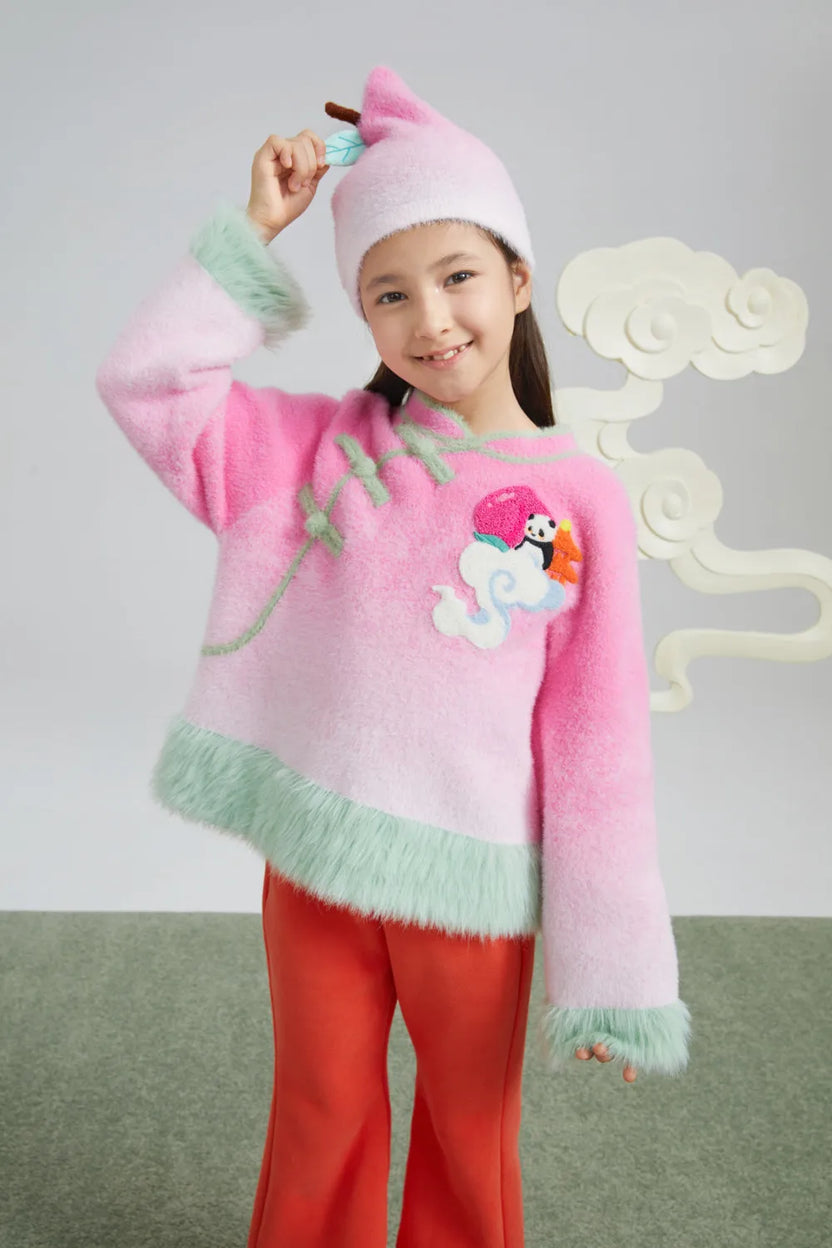 Little Magic Peach Plush Knit Beanie by Poco Blush, image 4