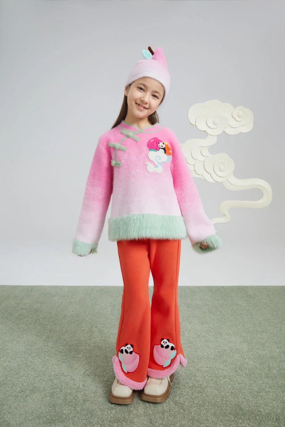 Peach Blush Ombre Faux-Mink Knit Sweater by Poco Blush, image 4