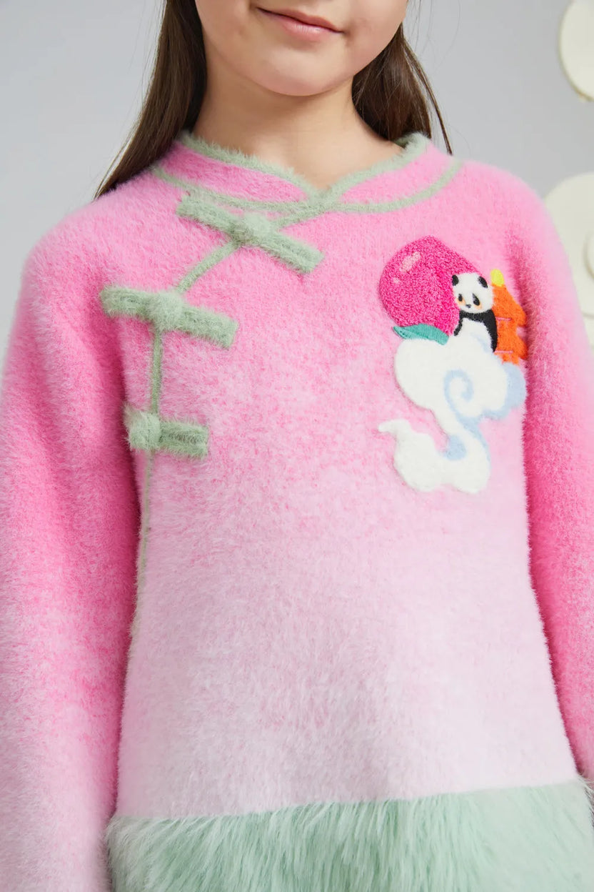 Peach Blush Ombre Faux-Mink Knit Sweater by Poco Blush, image 7