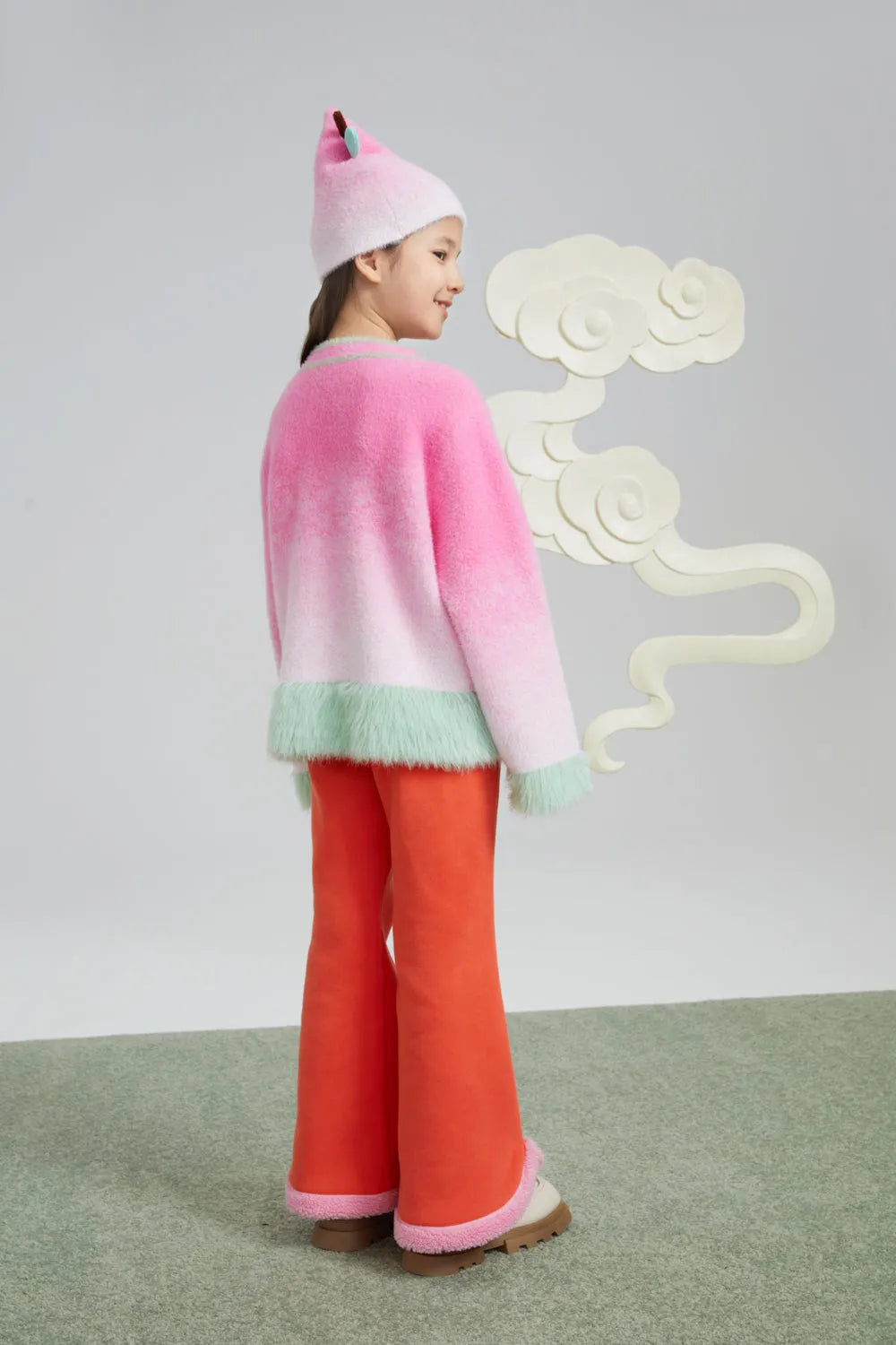 Peach Blush Ombre Faux-Mink Knit Sweater by Poco Blush, image 5
