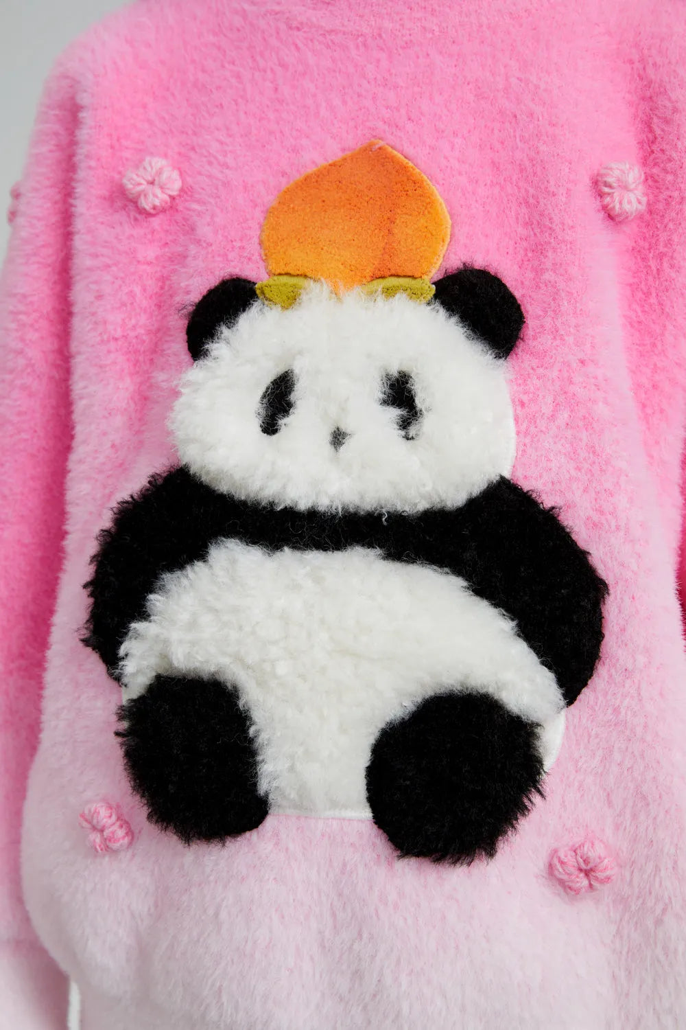 Poco Blush Panda & Peach Ombre Knit Sweater with Embroidered