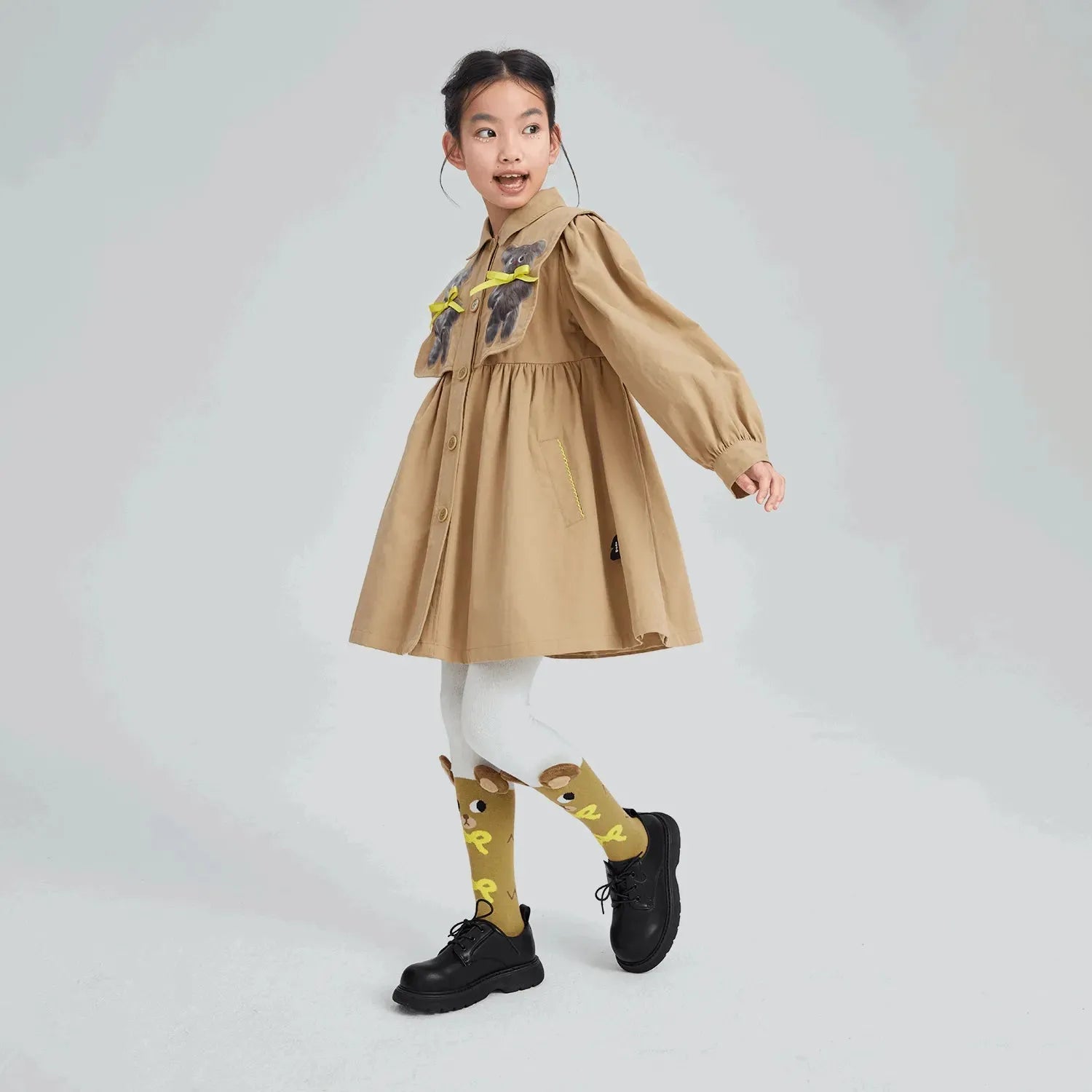 Poco Blush Ribbon Bear Trench Coat