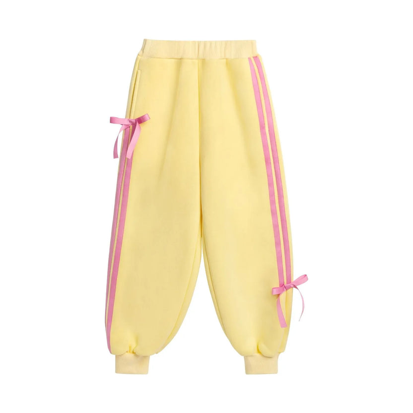 Bow Detail Fleece Jogger Pants by Poco Blush, image 2
