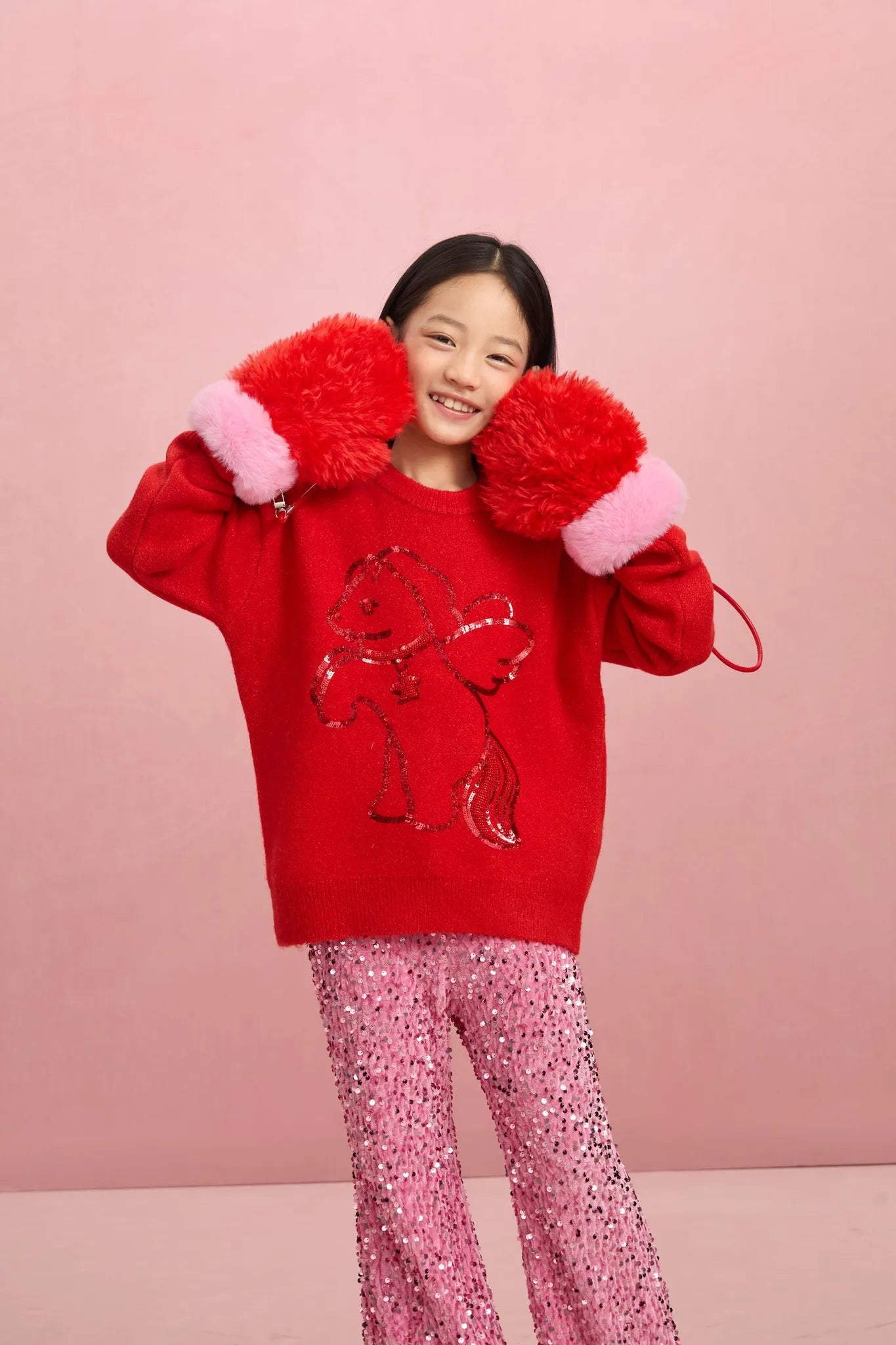 Poco Blush "The Year of Horse" Sequin Embroidered Knit Sweater