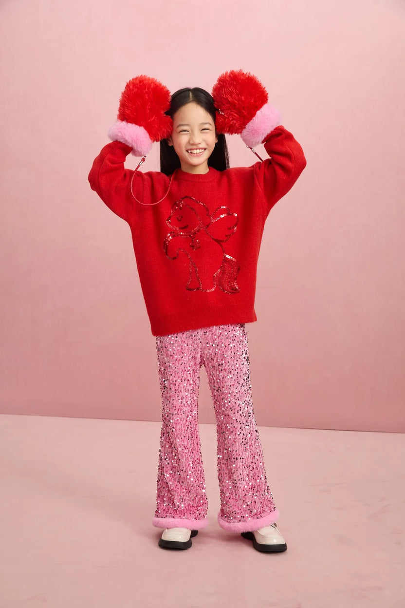 "The Year of Horse" Sequin Embroidered Knit Sweater by Poco Blush, image 2