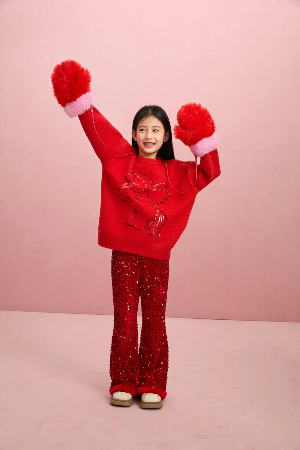 Poco Blush "The Year of Horse" Sequin Embroidered Knit Sweater