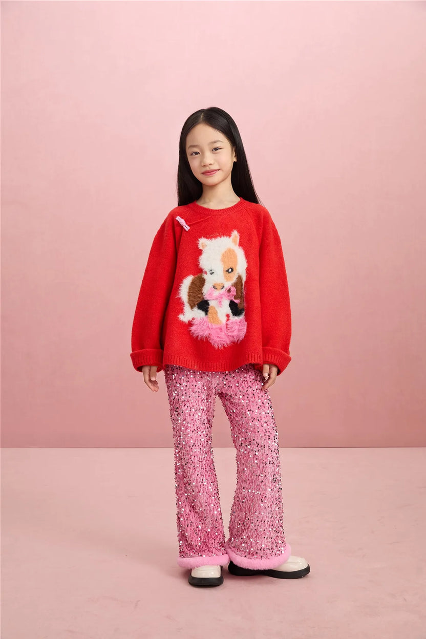 Sequin Velvet Flare Trousers with Plush Hem by Poco Blush, image 8