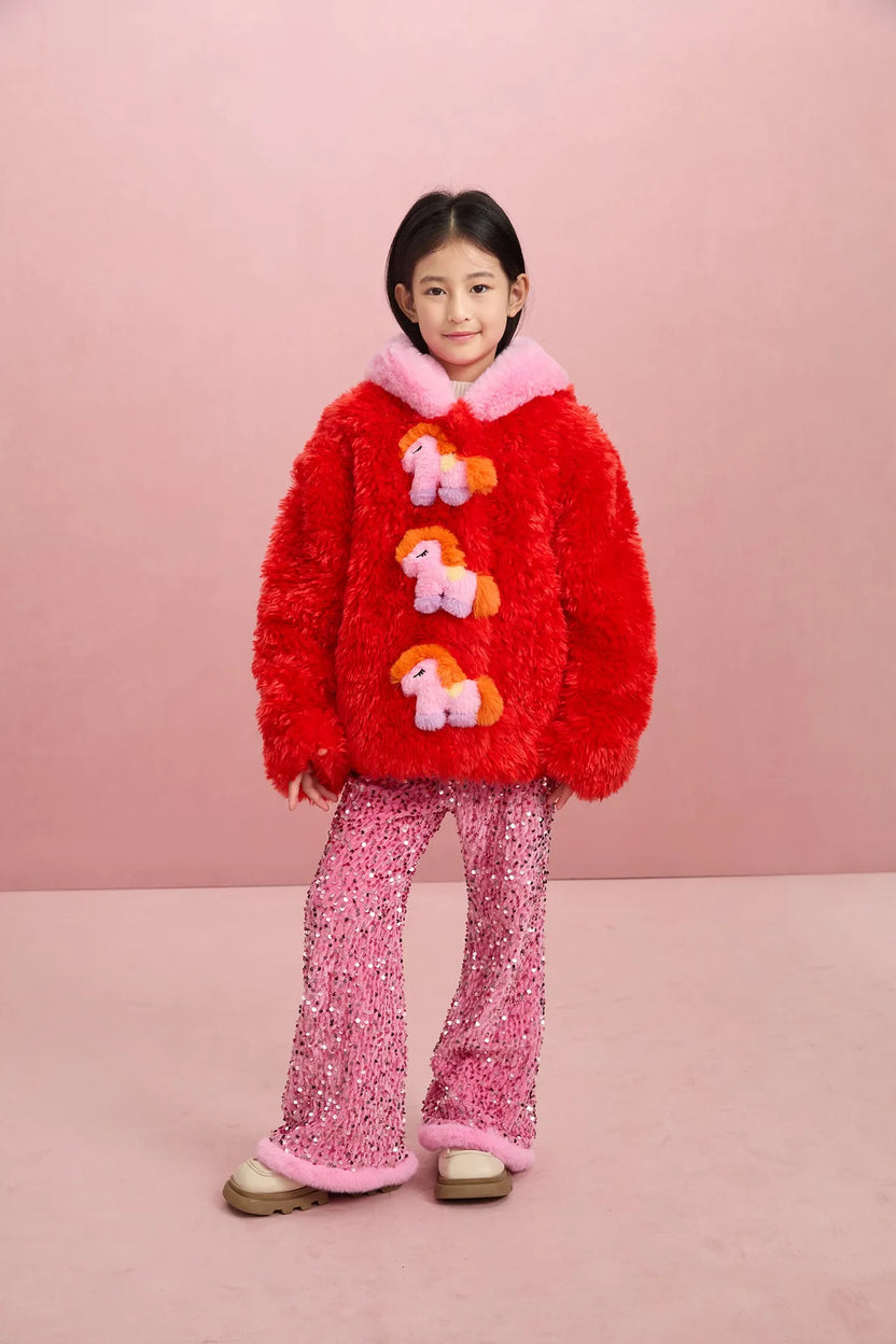 Sequin Velvet Flare Trousers with Plush Hem by Poco Blush, image 13