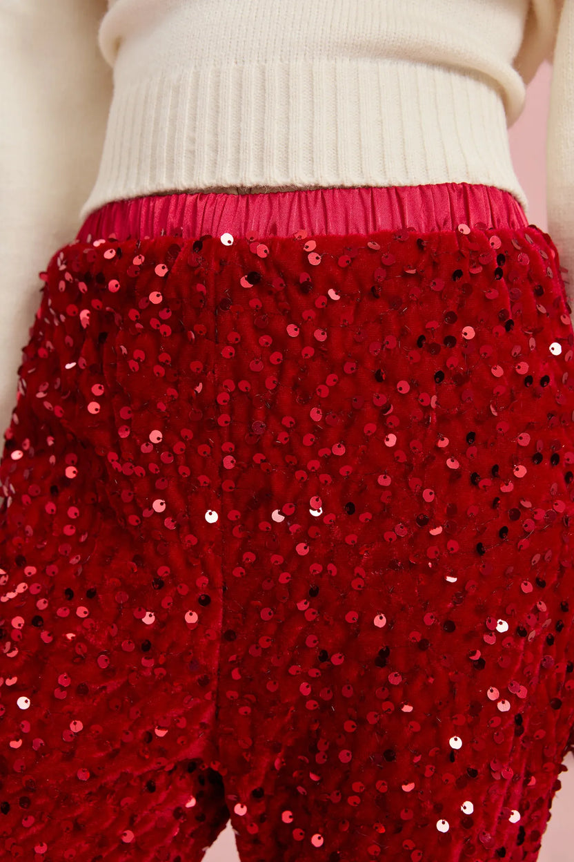 Sequin Velvet Flare Trousers with Plush Hem by Poco Blush, image 14