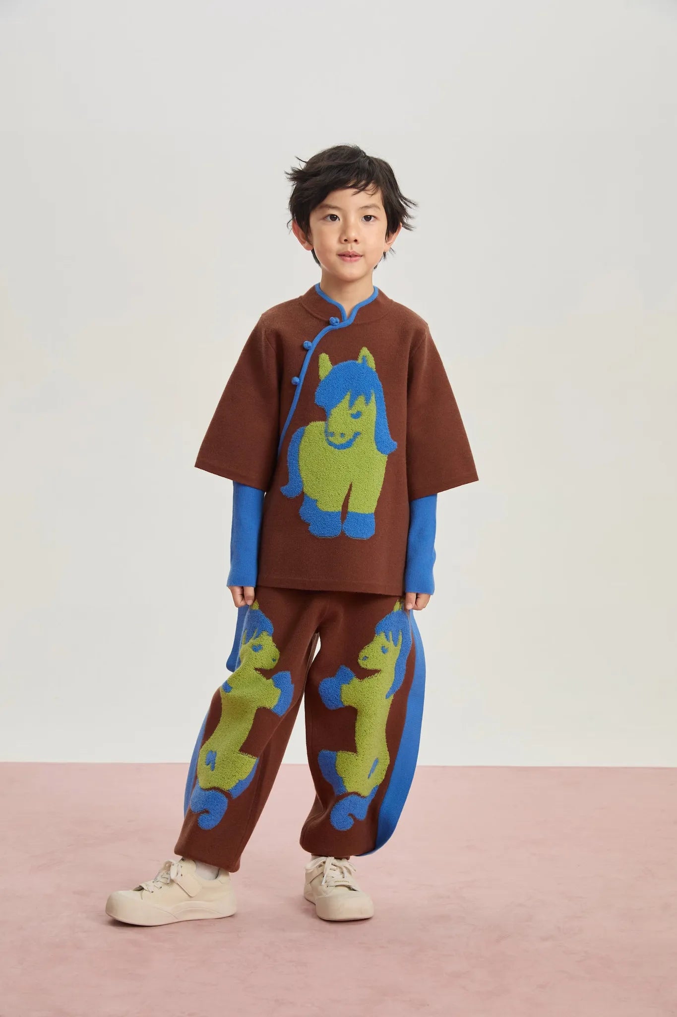 Poco Blush "The Year of Horse" Lunar New Year Knit Trousers with 3D Pony