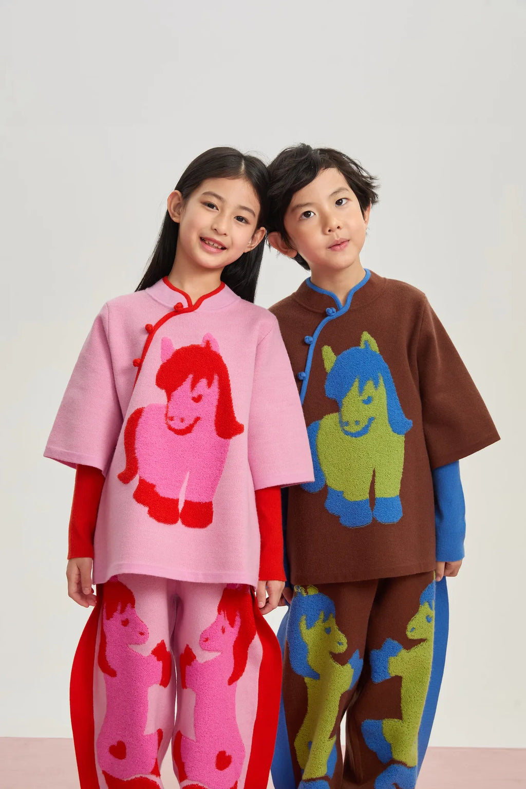 Poco Blush "The Year of Horse" Lunar New Year Knit Sweater with Frog Buttons