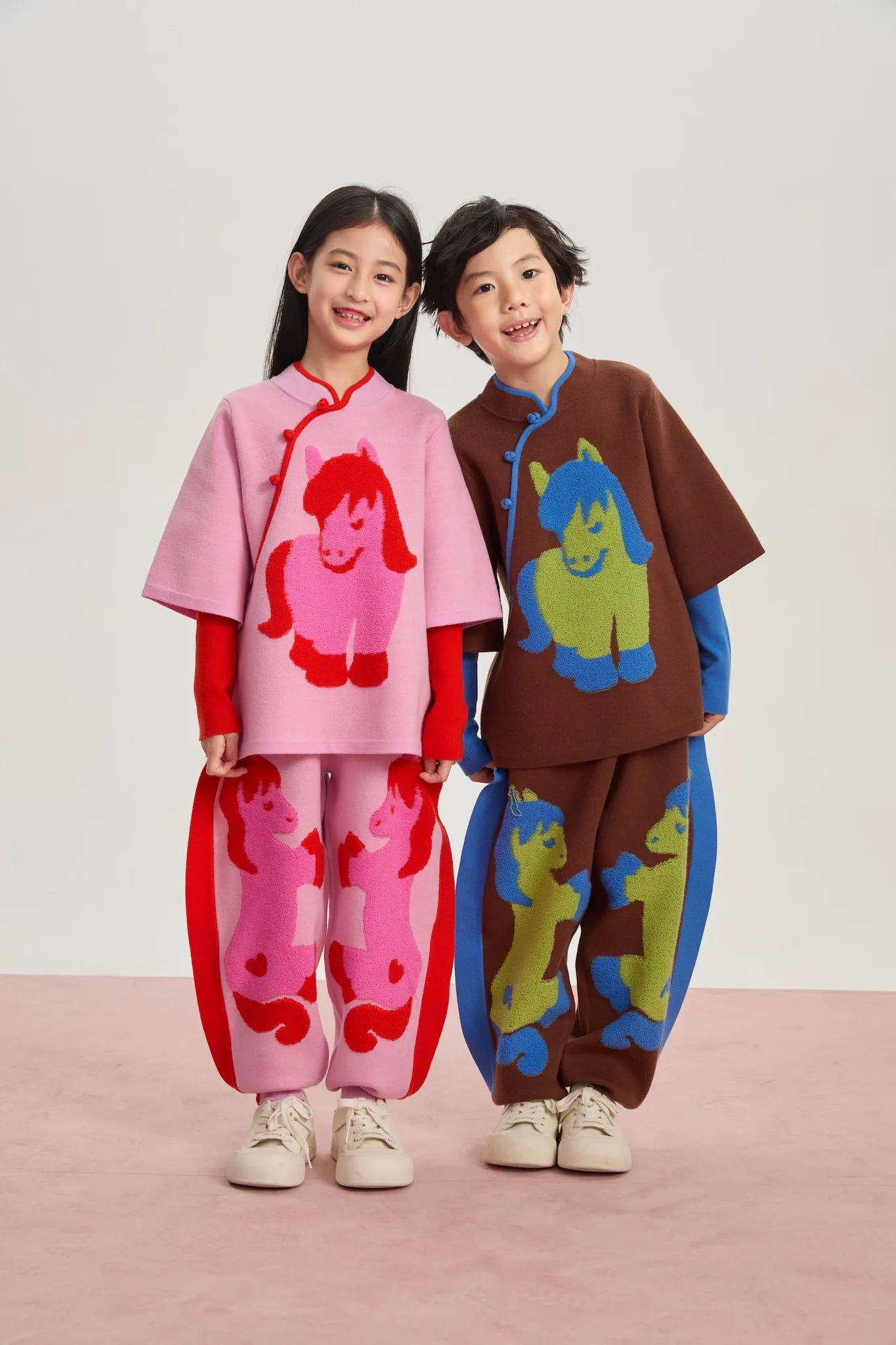 Poco Blush "The Year of Horse" Lunar New Year Knit Sweater with Frog Buttons