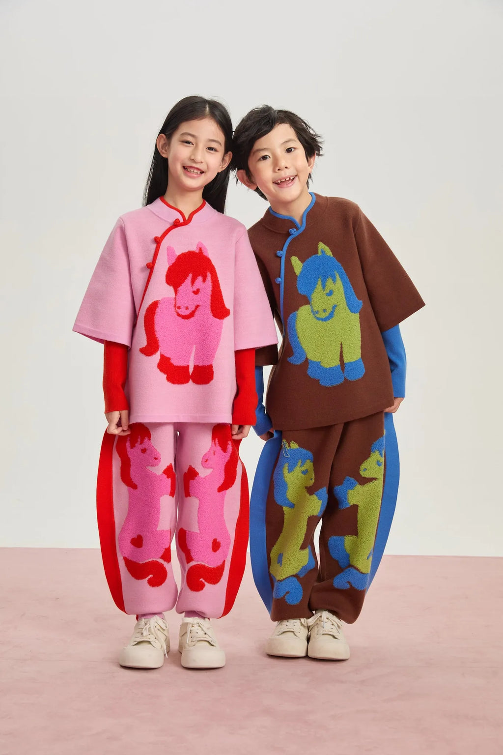 Poco Blush "The Year of Horse" Lunar New Year Knit Trousers with 3D Pony