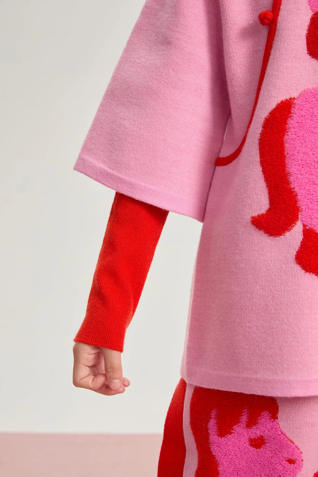 Poco Blush "The Year of Horse" Lunar New Year Knit Sweater with Frog Buttons