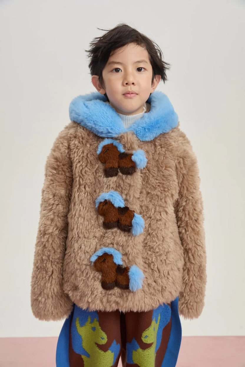 "The Year of Horse" Quilted Puffer Jacket with Plush Pony Toy by Poco Blush, image 4