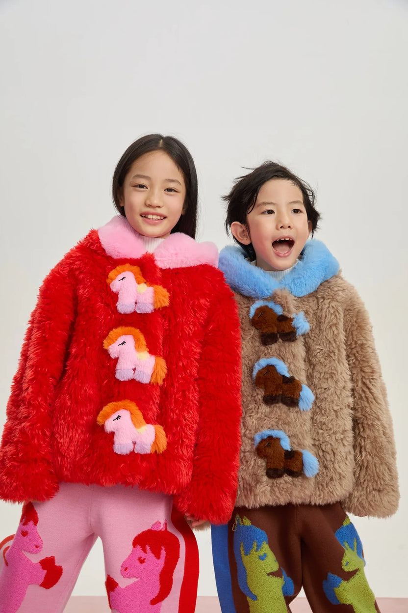 "The Year of Horse" Quilted Puffer Jacket with Plush Pony Toy by Poco Blush, image 12
