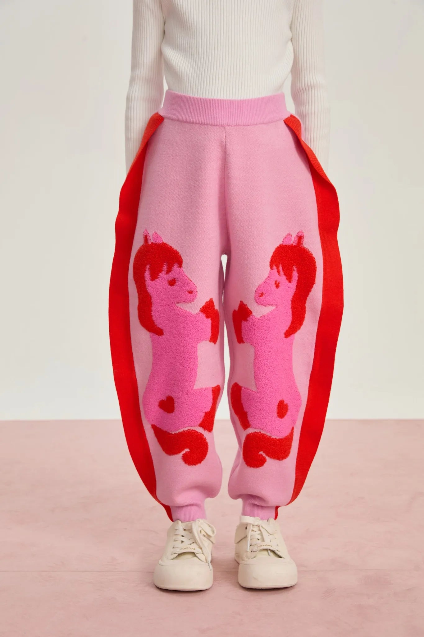 Poco Blush "The Year of Horse" Lunar New Year Knit Trousers with 3D Pony