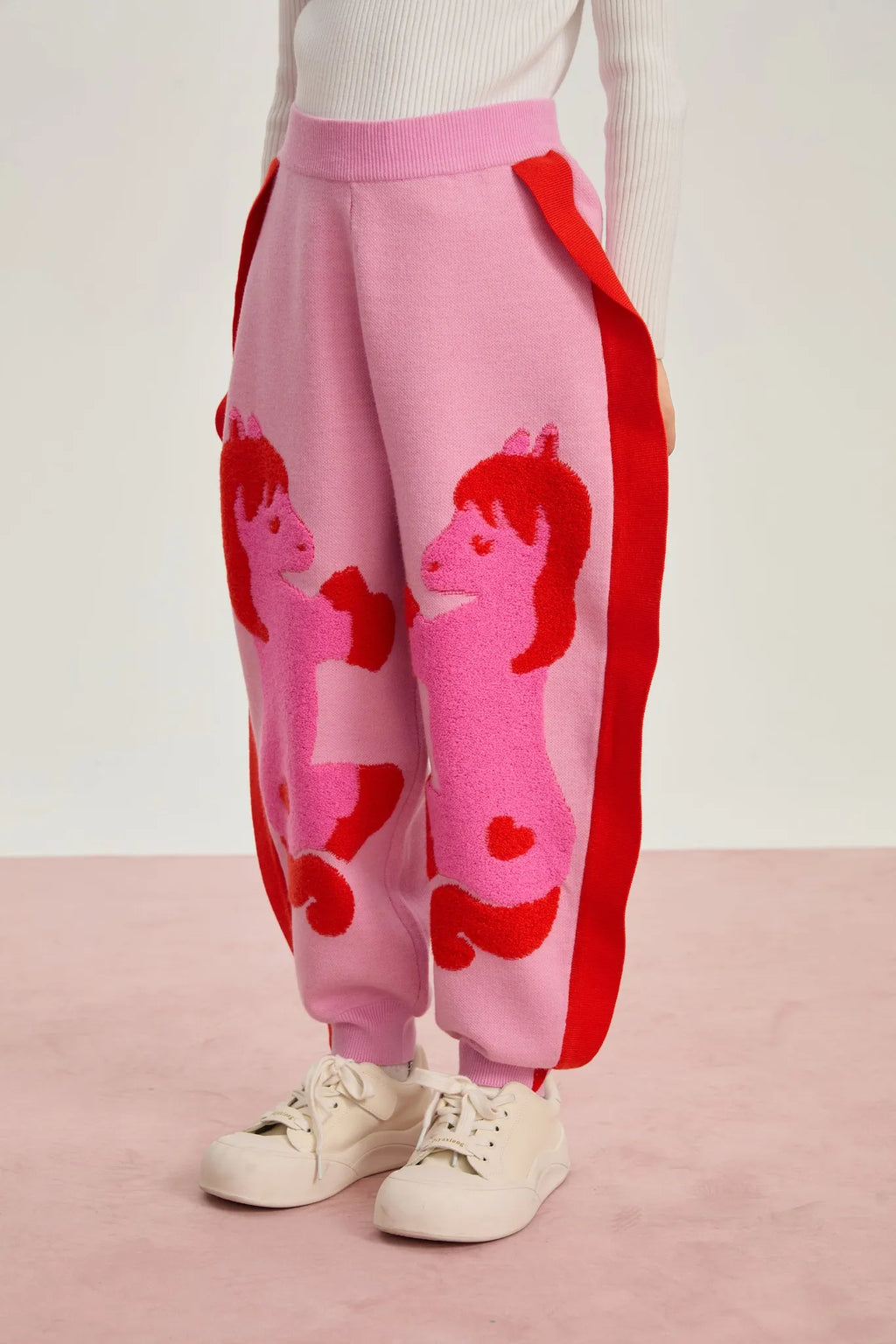 Poco Blush "The Year of Horse" Lunar New Year Knit Trousers with 3D Pony