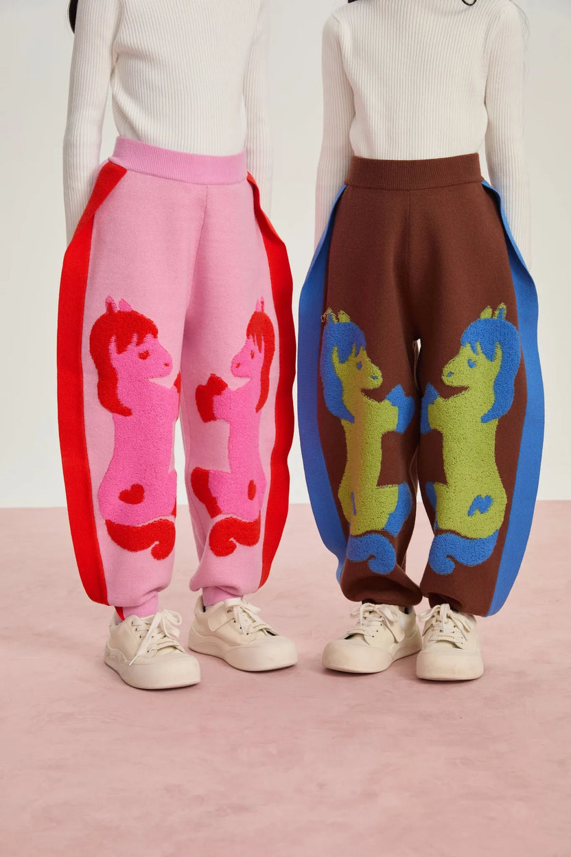 "The Year of Horse" Lunar New Year Knit Trousers with 3D Pony by Poco Blush, image 12