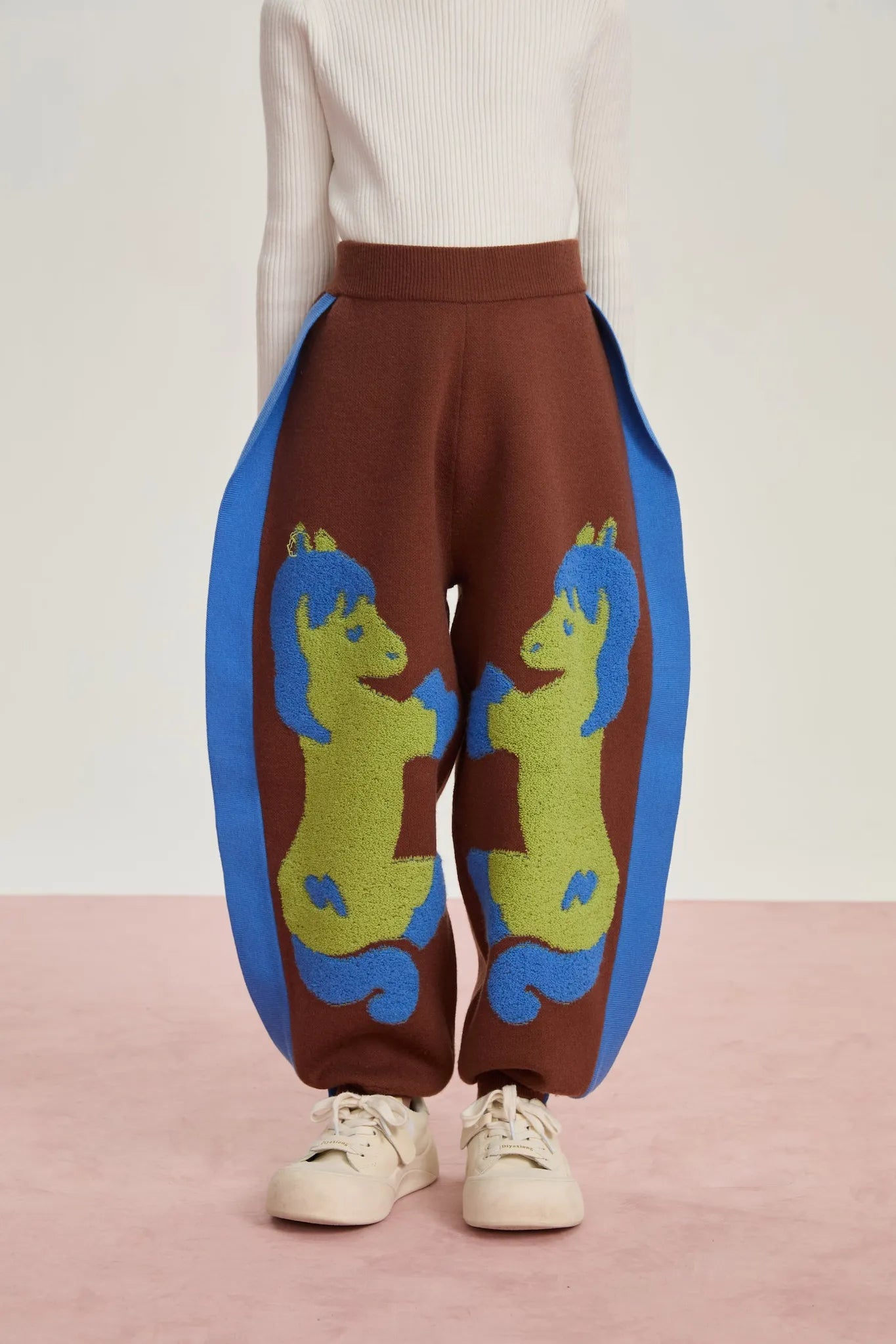 Poco Blush "The Year of Horse" Lunar New Year Knit Trousers with 3D Pony