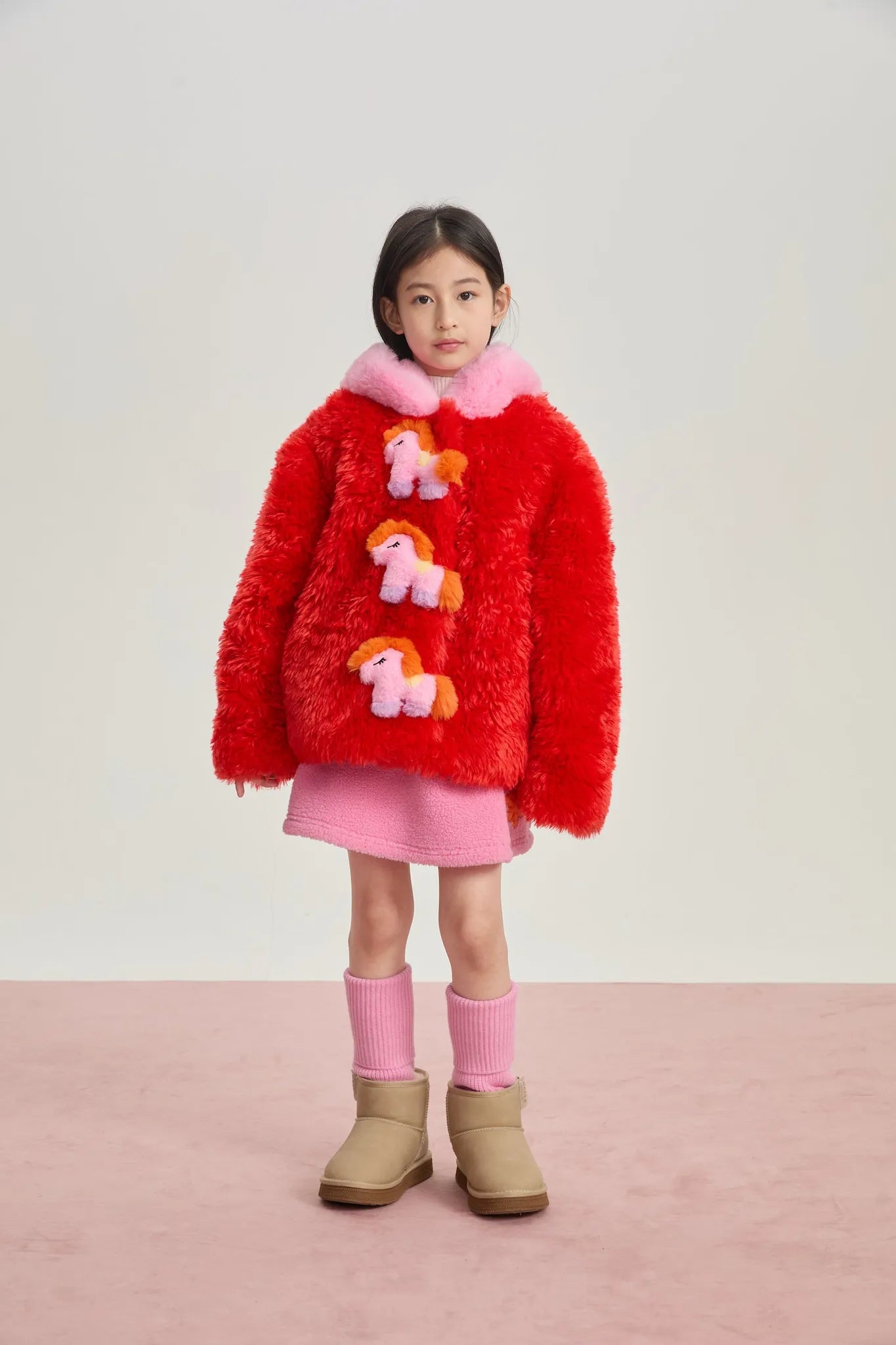 Poco Blush "The Year of Horse" Quilted Puffer Jacket with Plush Pony Toy