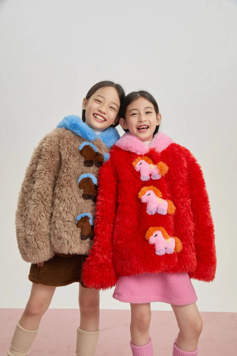 "The Year of Horse" Quilted Puffer Jacket with Plush Pony Toy by Poco Blush, image 13