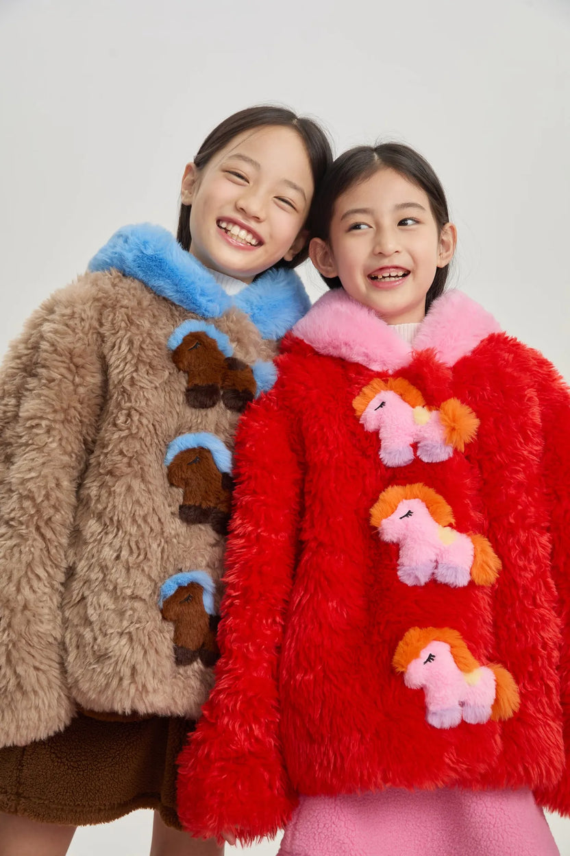 "The Year of Horse" Quilted Puffer Jacket with Plush Pony Toy by Poco Blush, image 11