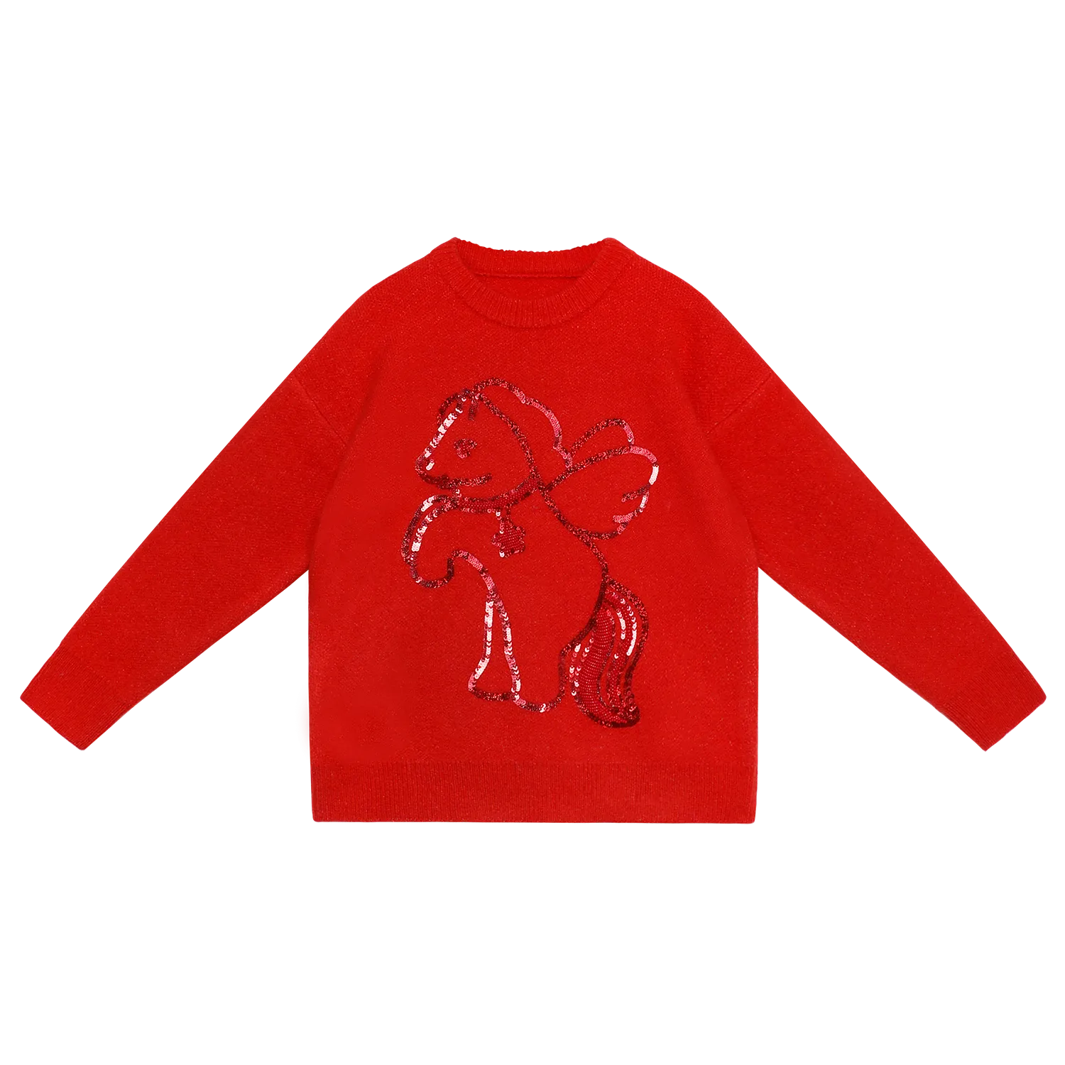 Poco Blush "The Year of Horse" Sequin Embroidered Knit Sweater
