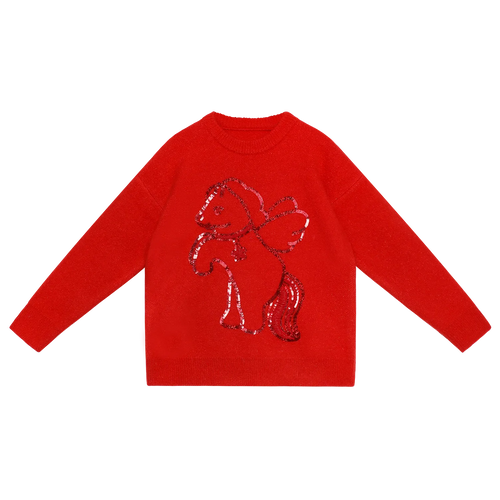 Poco Blush "The Year of Horse" Sequin Embroidered Knit Sweater