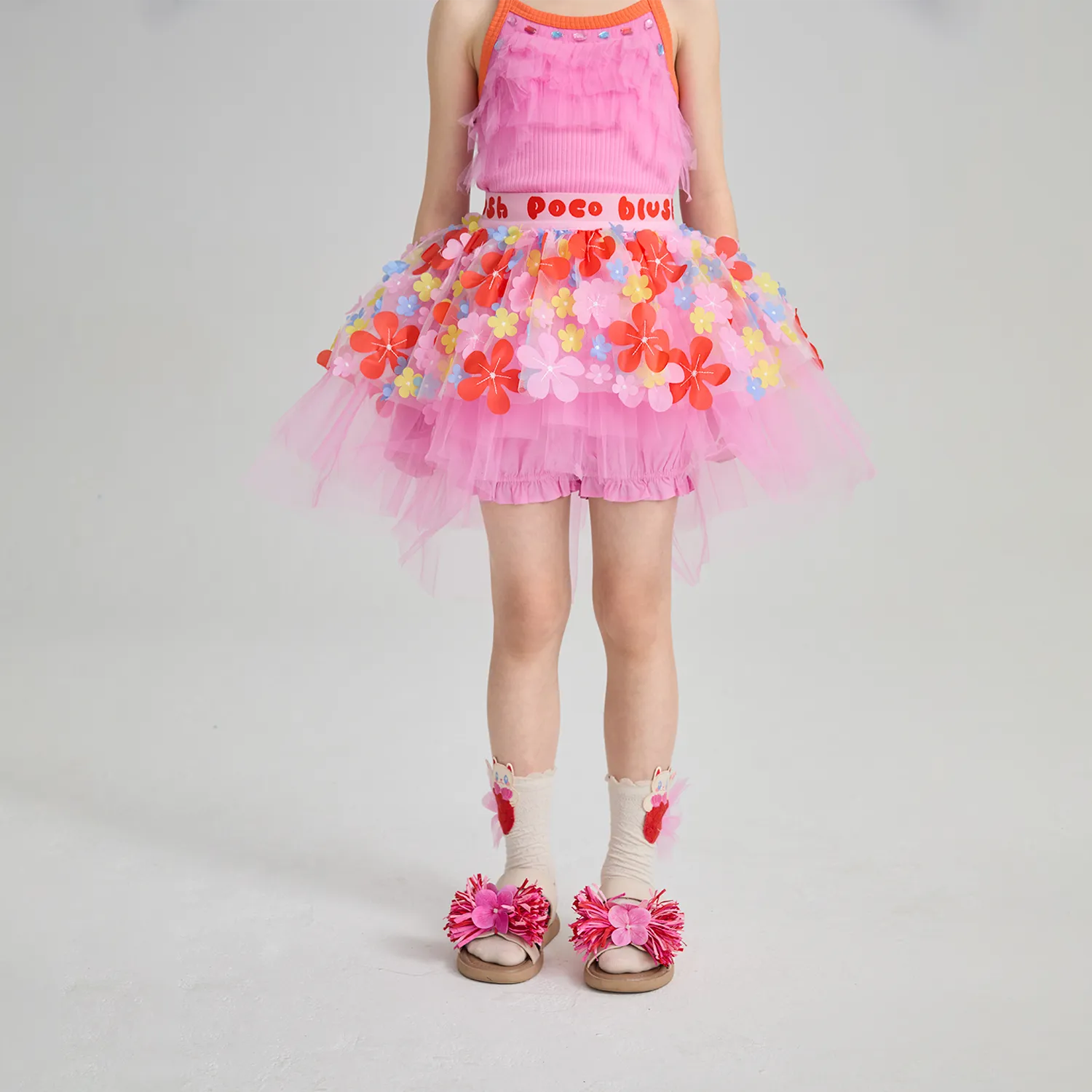 Poco Blush Tropical Flower Mesh Skort