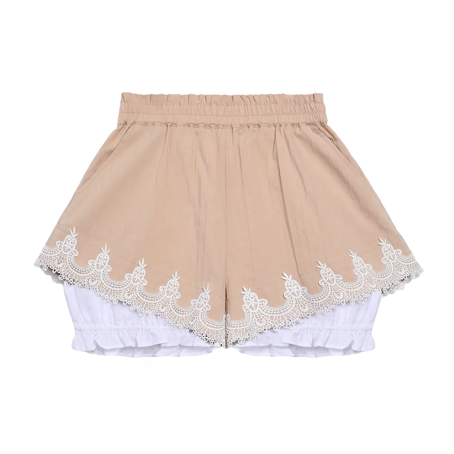 Poco Blush Cotton Bloom Shorts with Lace Hem